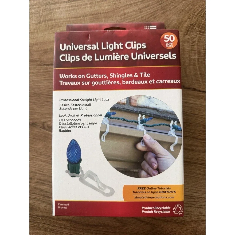 NEW 50 Universal Christmas Holiday Party Light Clips, Gutter Shingle & Tile. LED